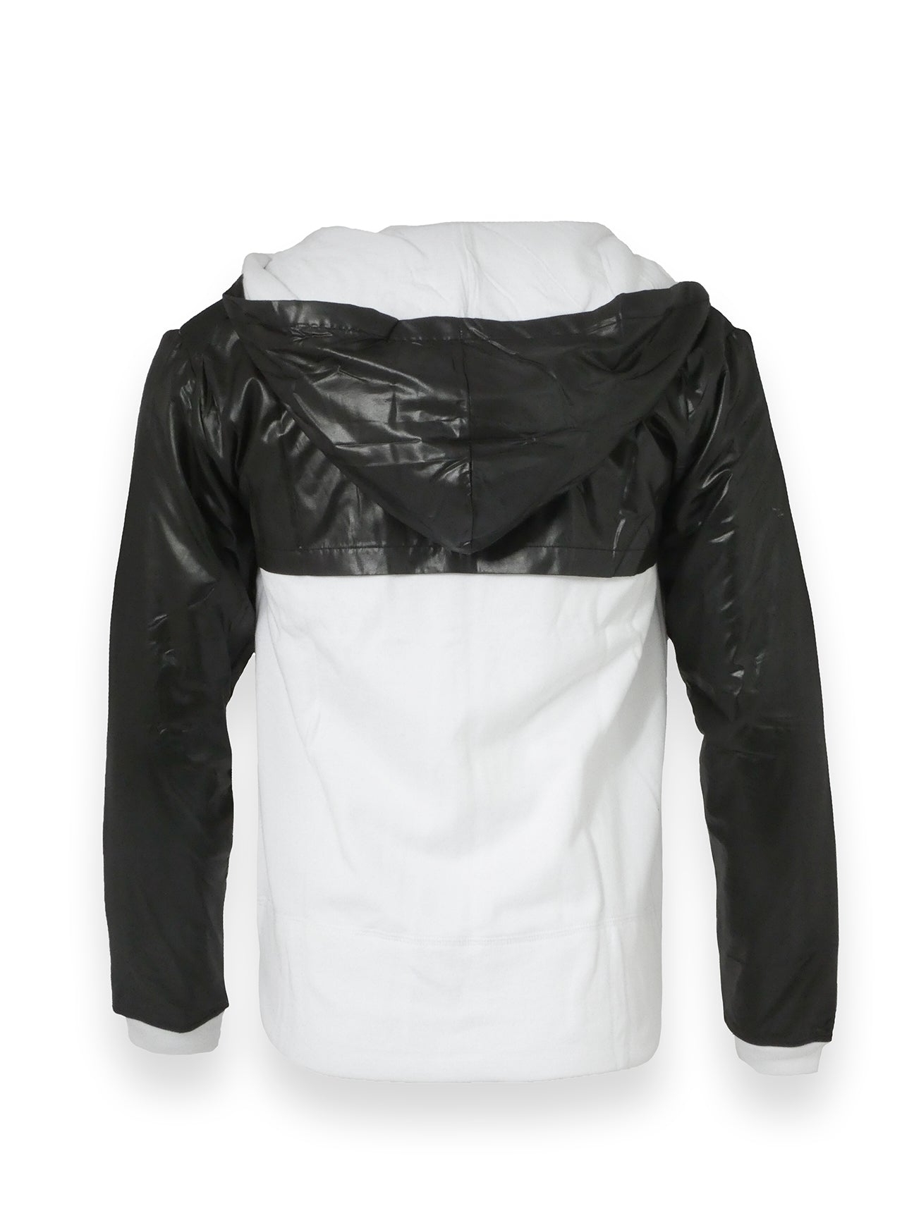 Black and White Hoodie with PVC Sleeves