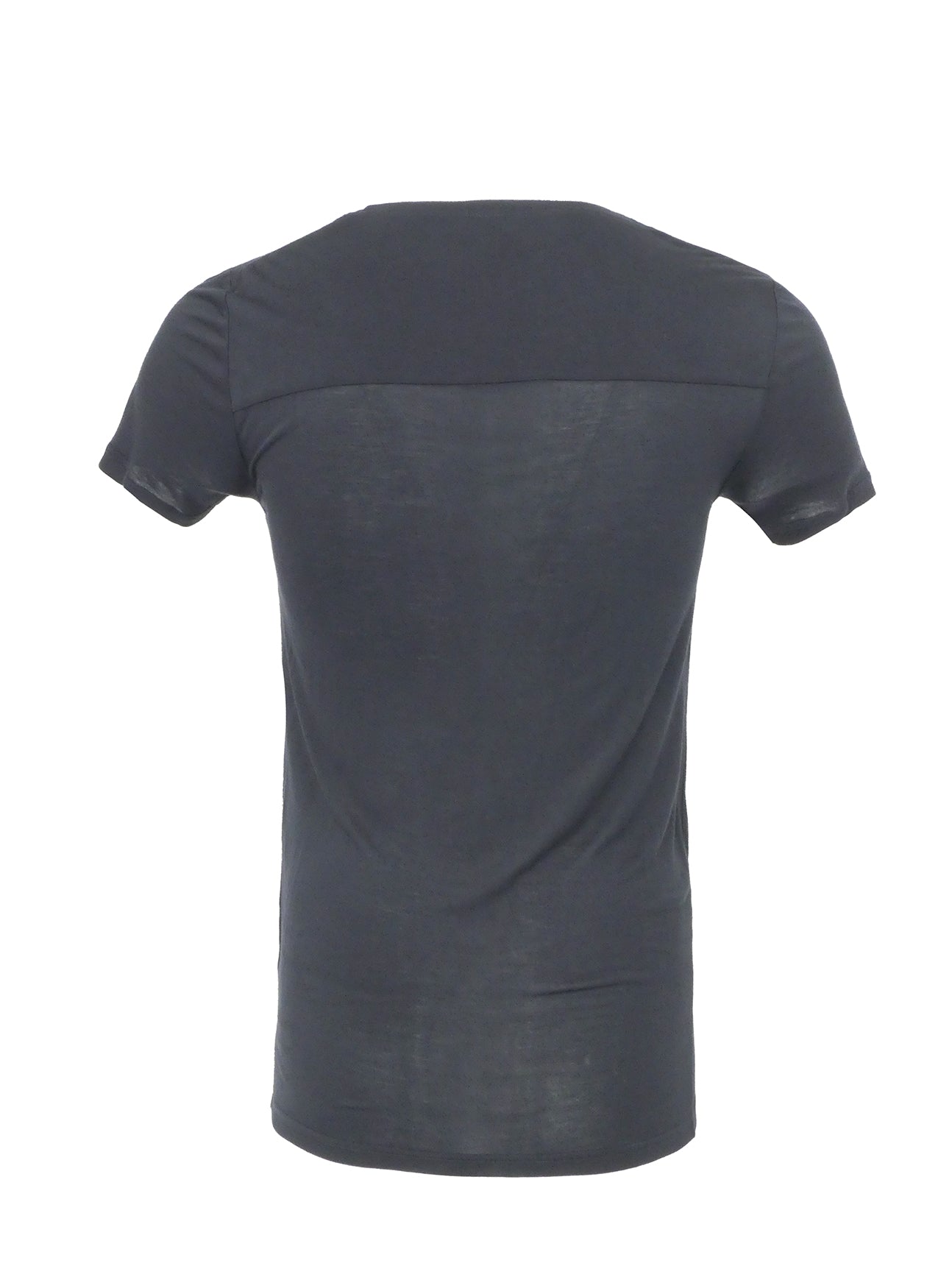 Navy Blue Rayon T-Shirt with Low Cut Neck