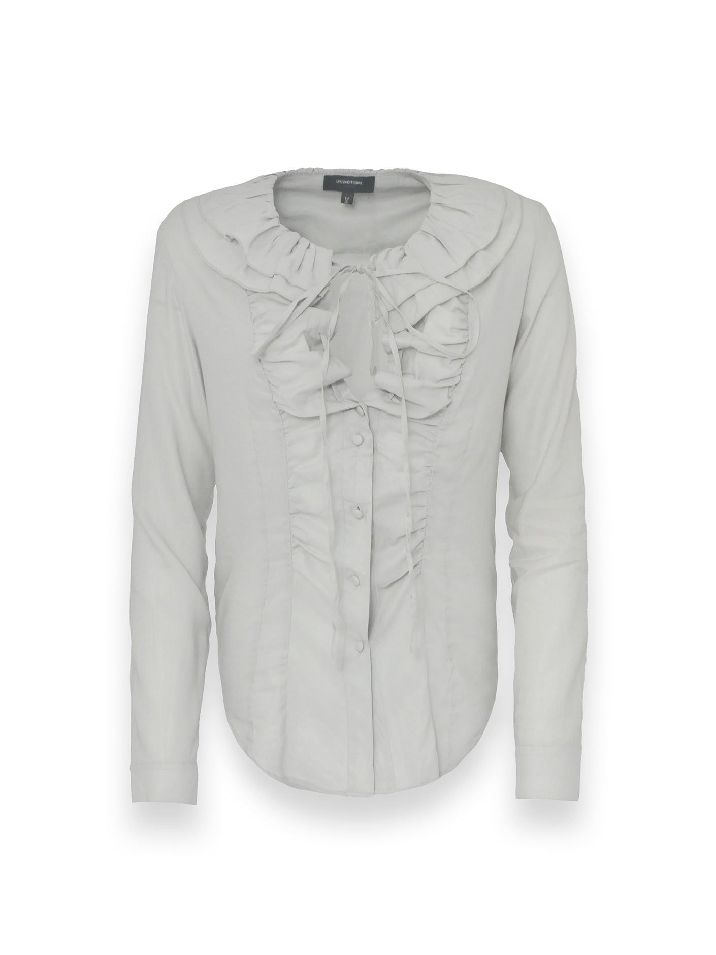 Off White Grey Shirt With Ruffled Detail
