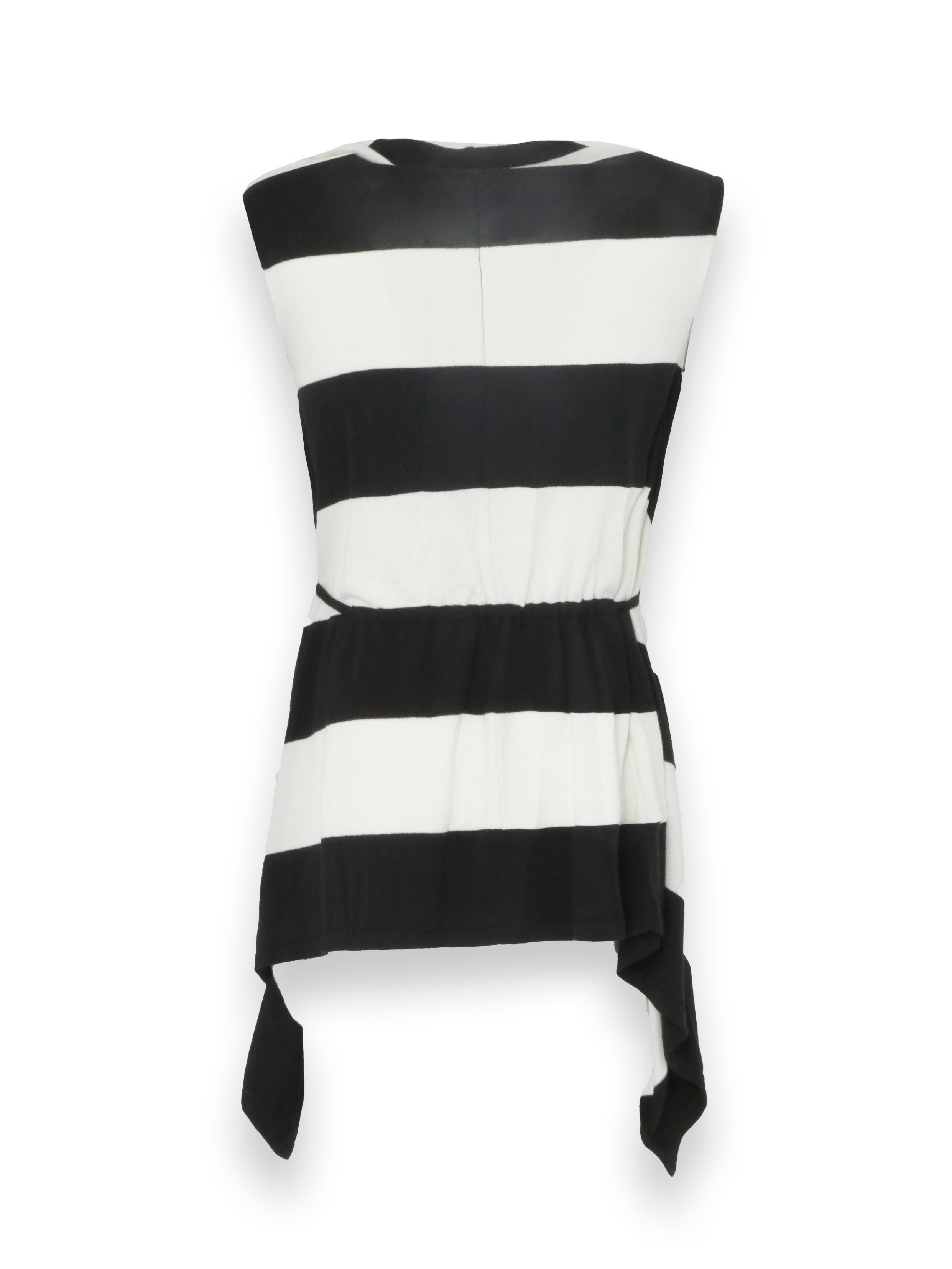 Black And White Striped Tie Up Cardigan