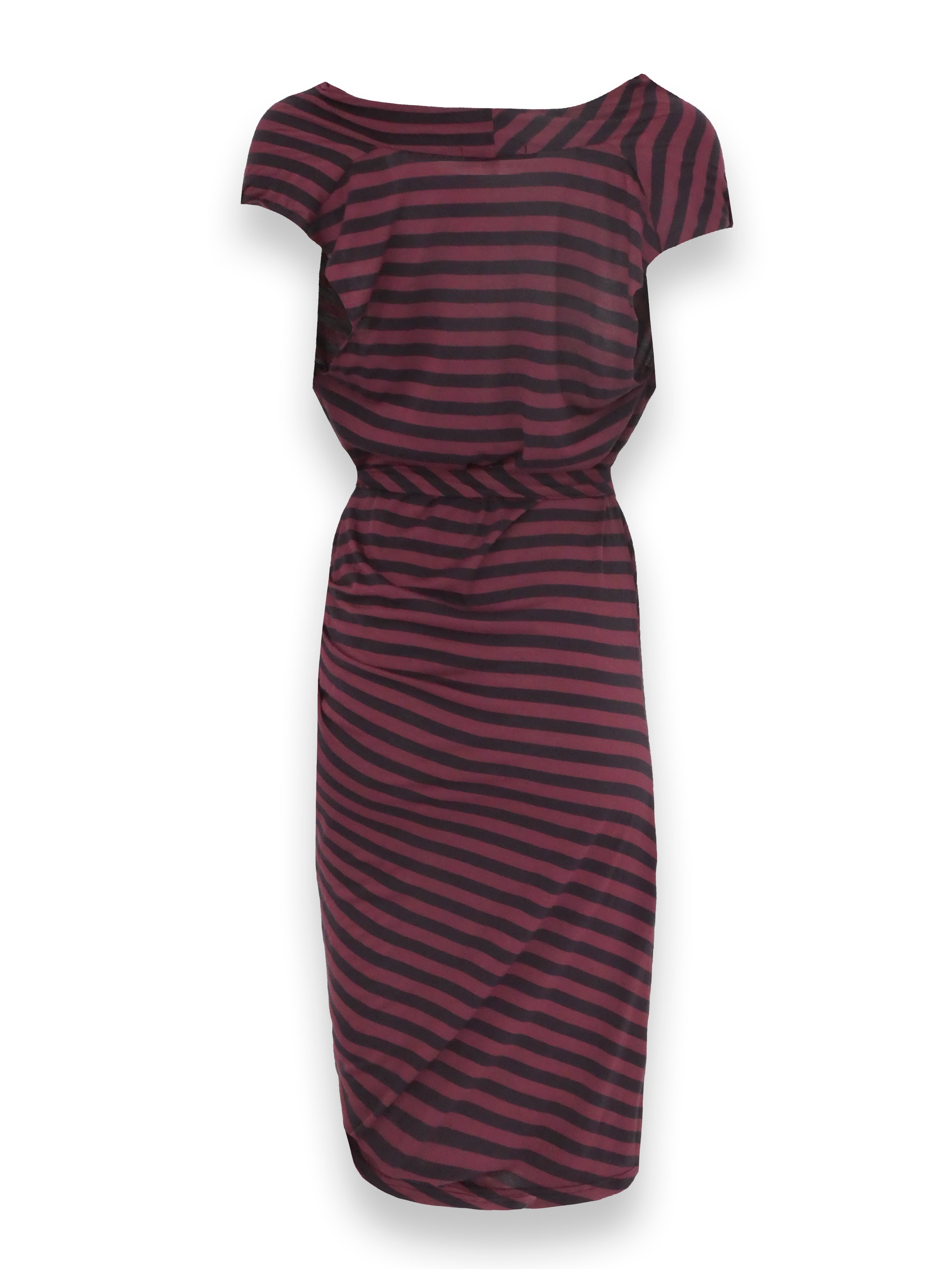 Purple Stripe Assymetrical Sleeveless Dress