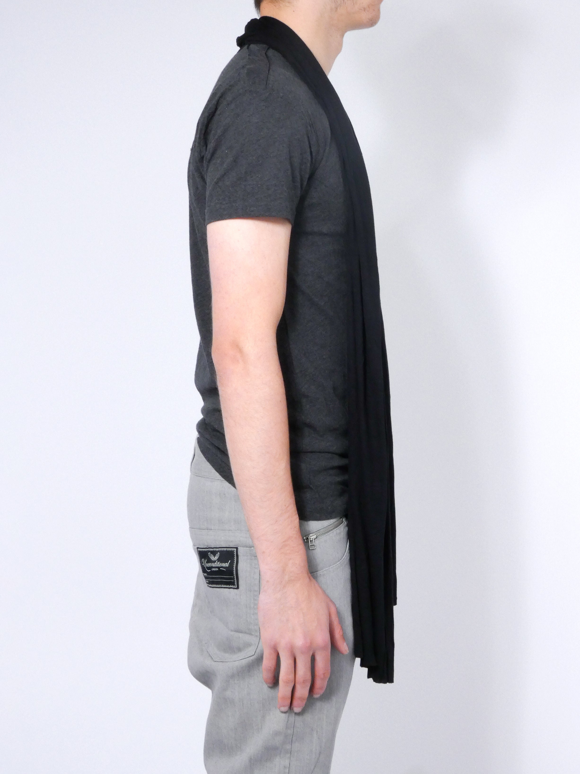 Dark Grey T-Shirt With Black Drape Material