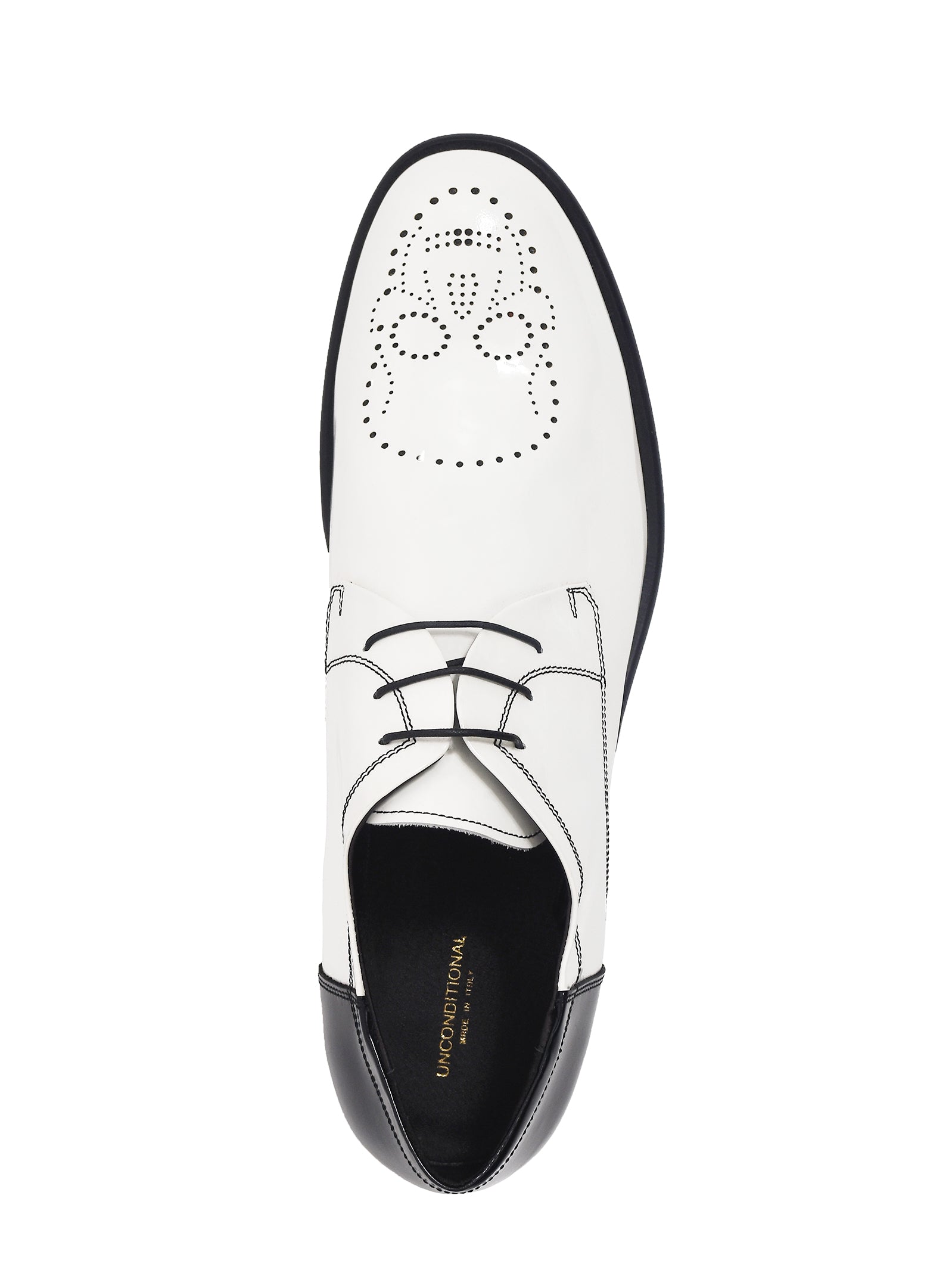 UNCONDITIONAL MENS LEATHER SKULL SHOES IN WHITE