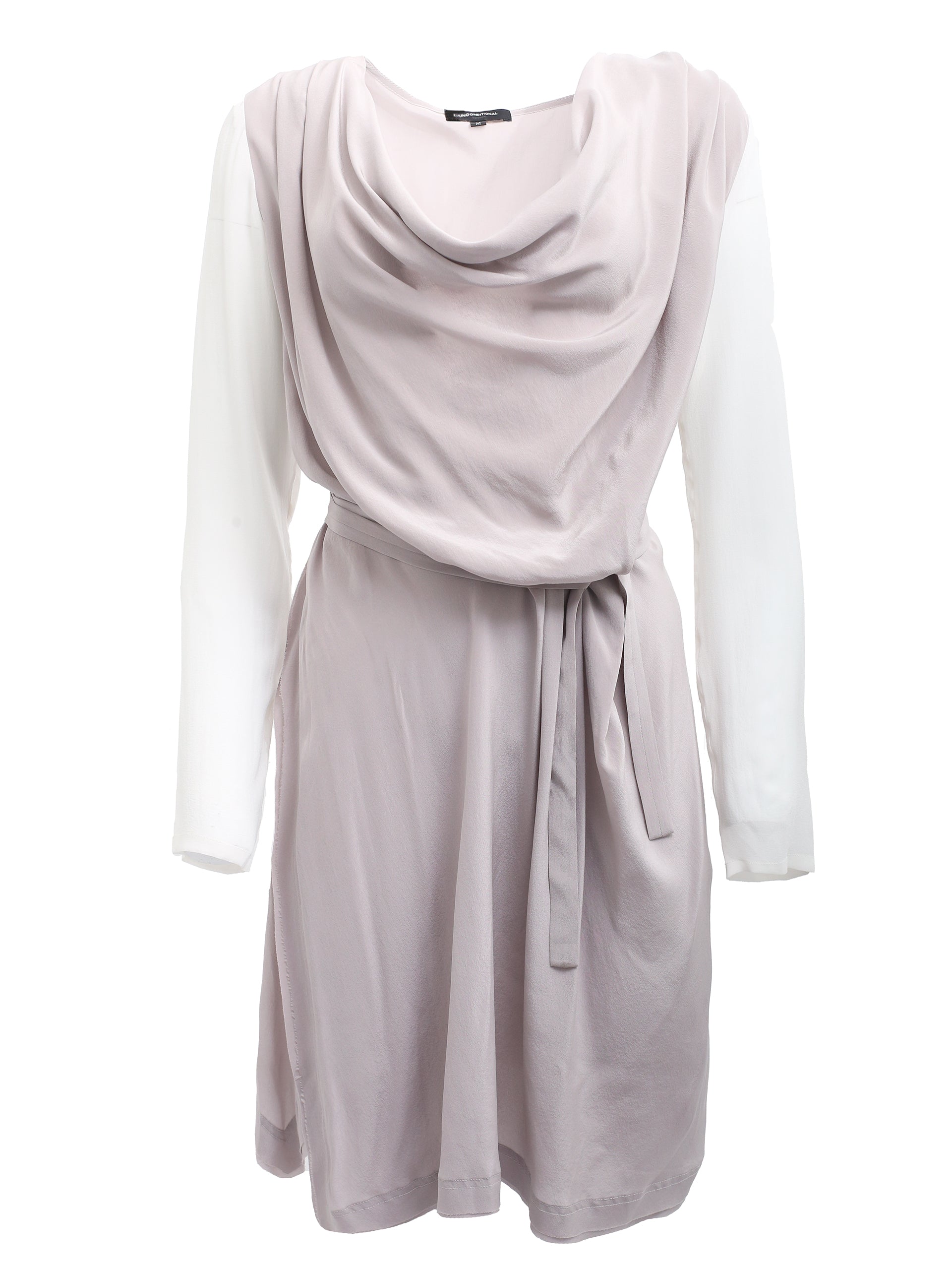 Taupe Dress With White Sleeves