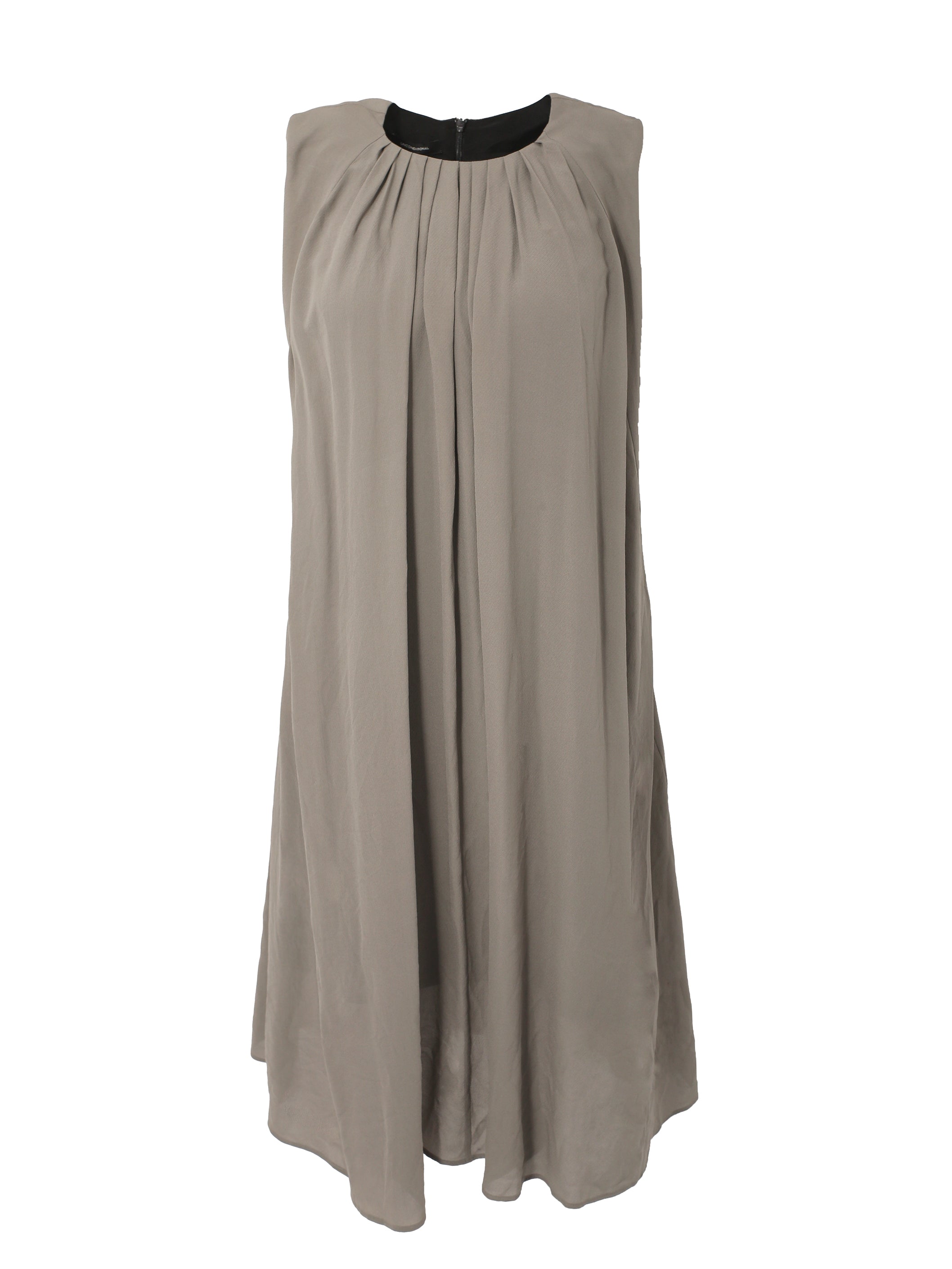 Grey Sleeveless Light Silk Crepe Dress