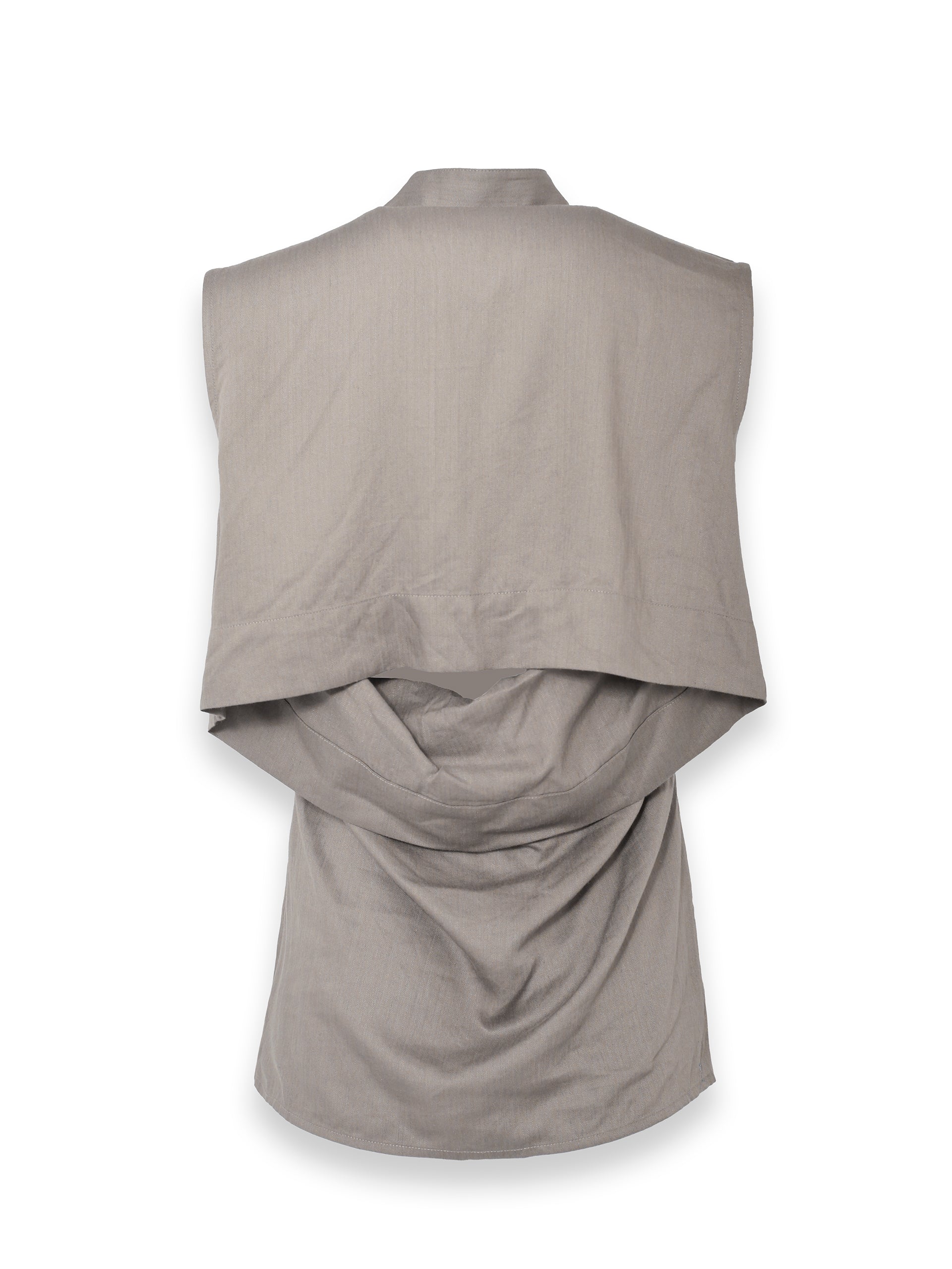 Grey Sleeveless Shirt With Cut Out Detail