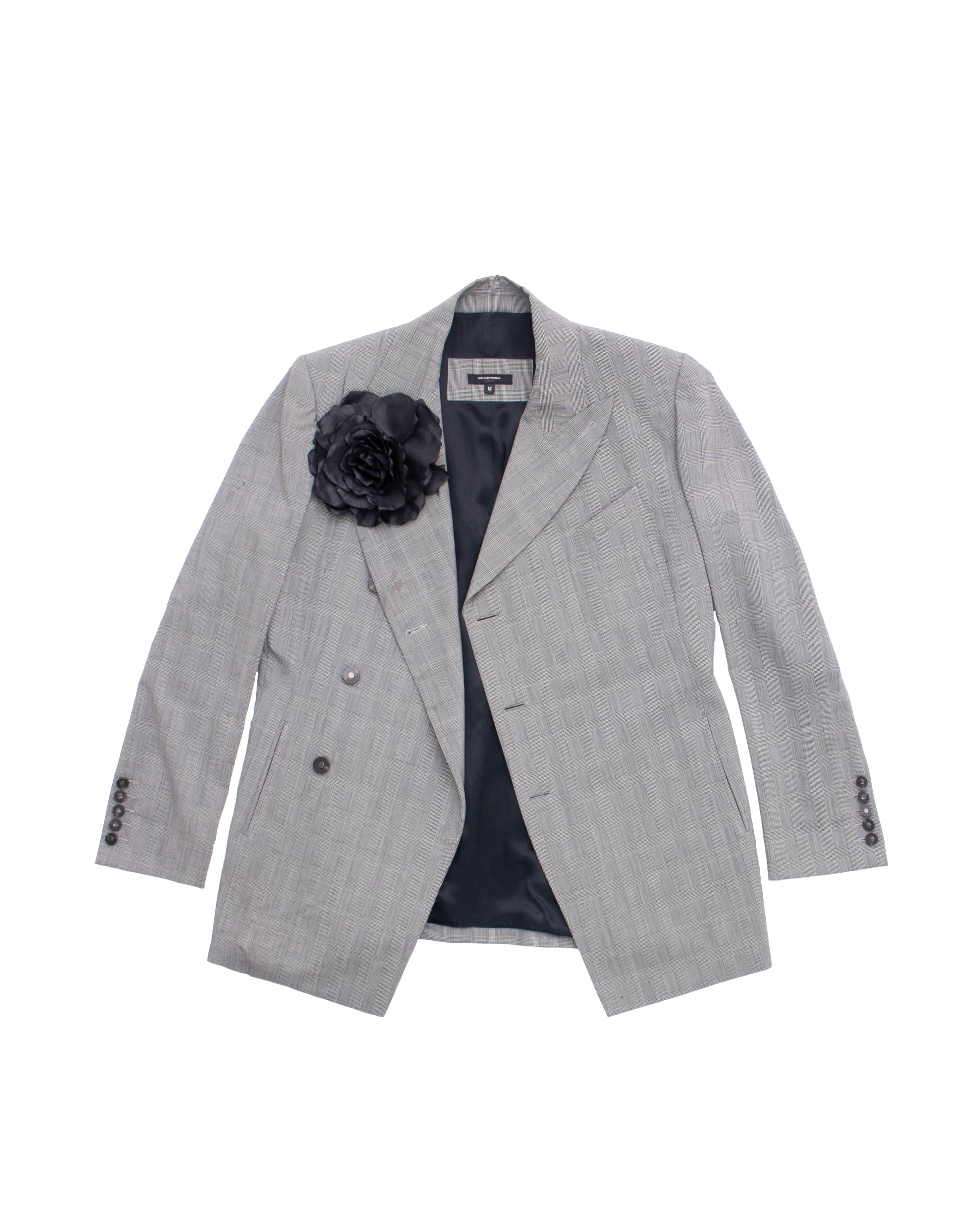 Light Grey Suit Jacket With Black Flower Detail