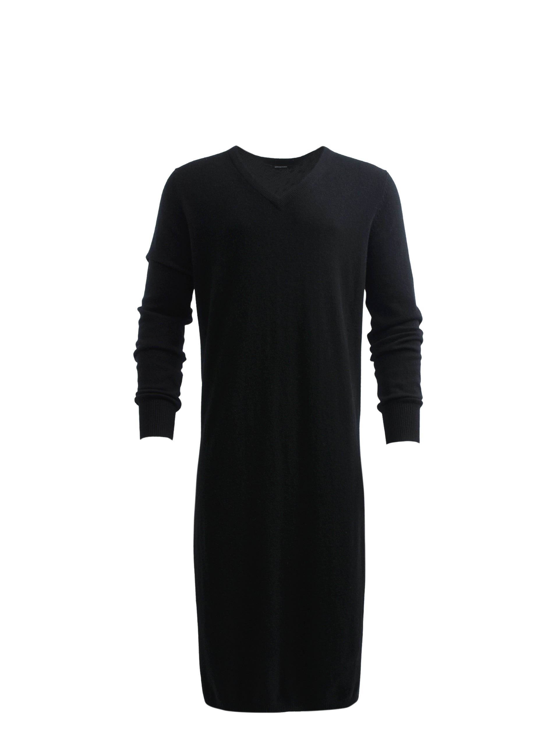 LONGLINE KNITTED DRESS JUMPER IN BLACK