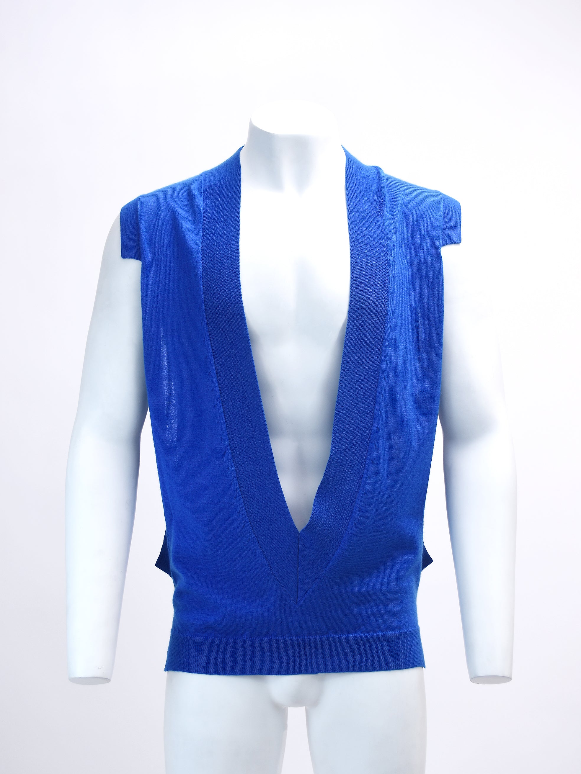BLUE WOOL PULLOVER KNITTED VEST