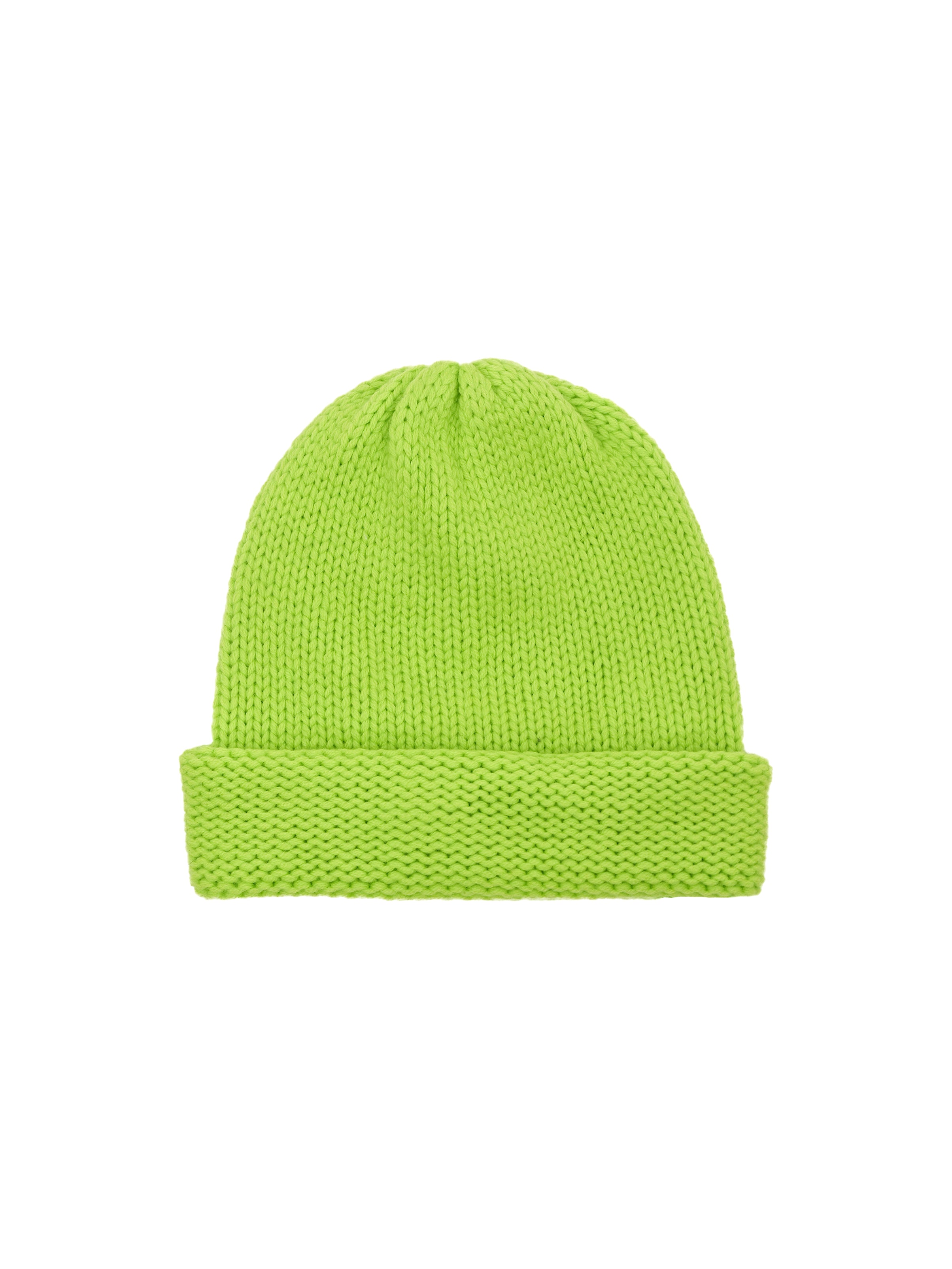 KNIT WOOL BEANIE IN LIME GREEN