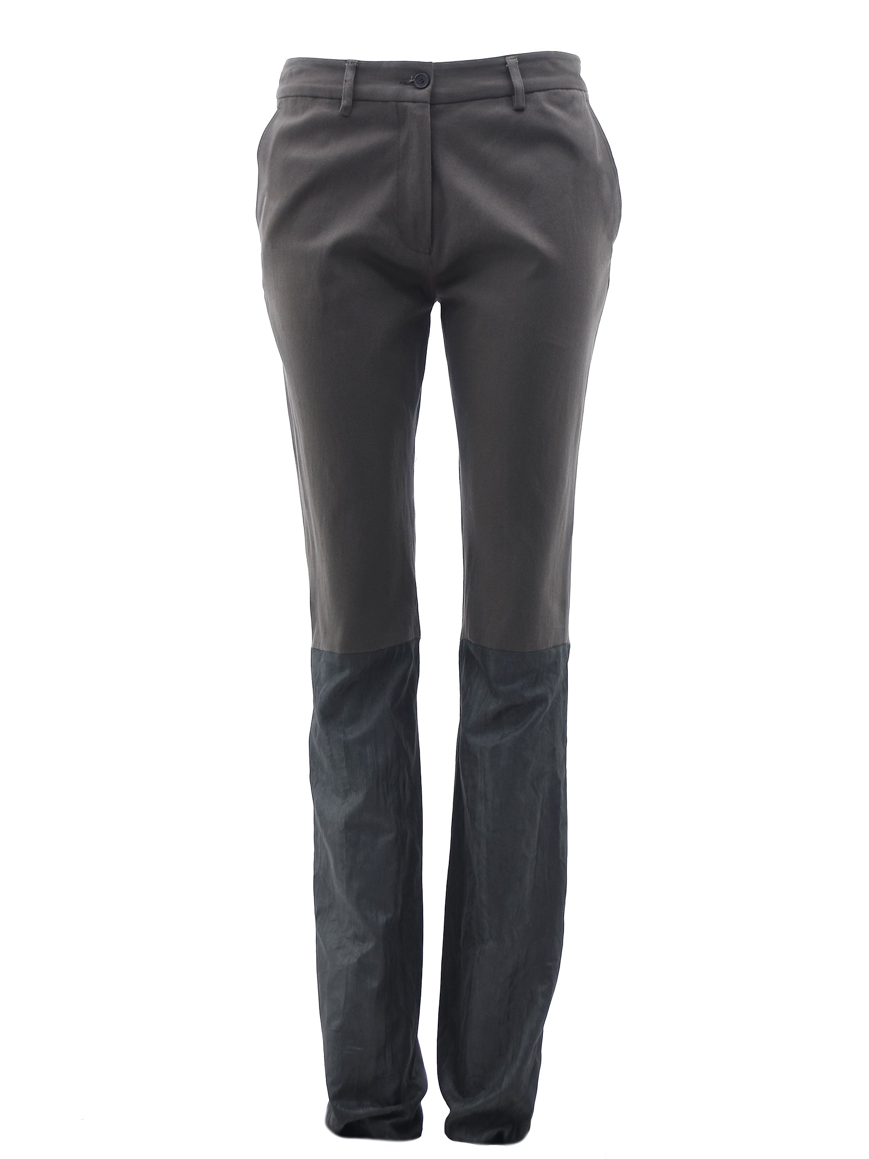 BROWN TROUSERS WITH BLACK SILK LOWER LEG