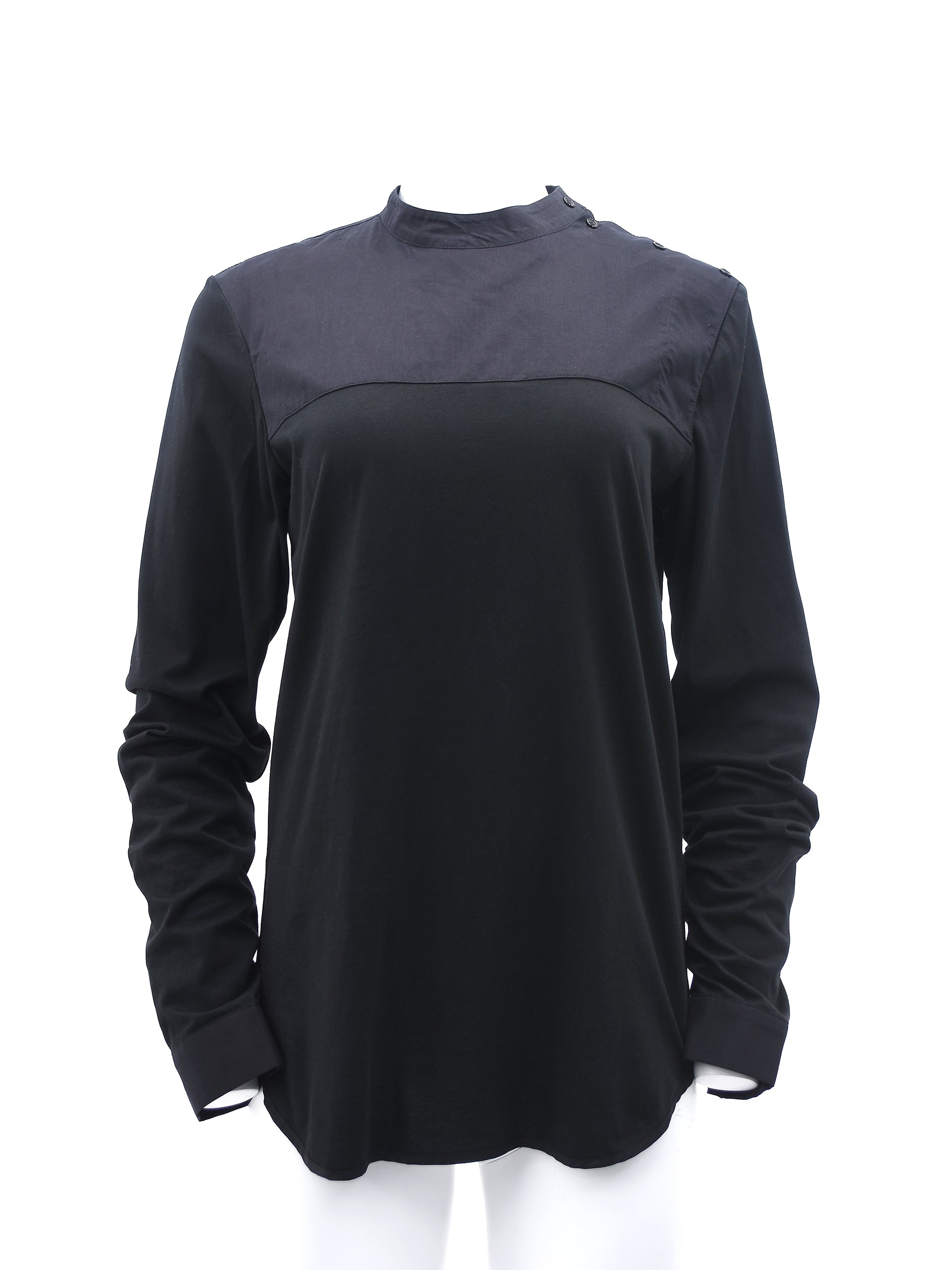 BLACK LONG SEEVE SHIRTED TOP