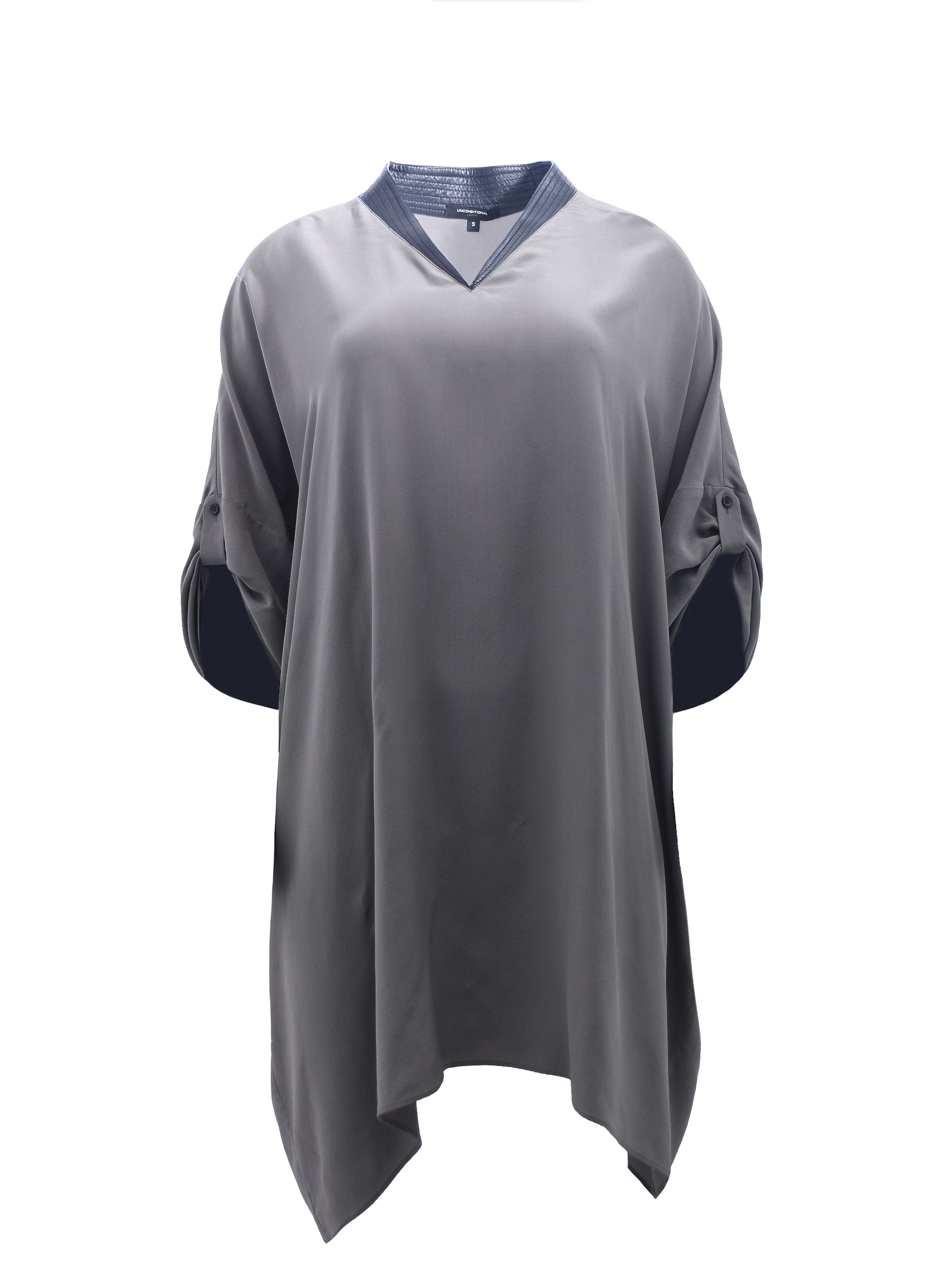 GREY AND BLACK SILK OVERSIZED TOP
