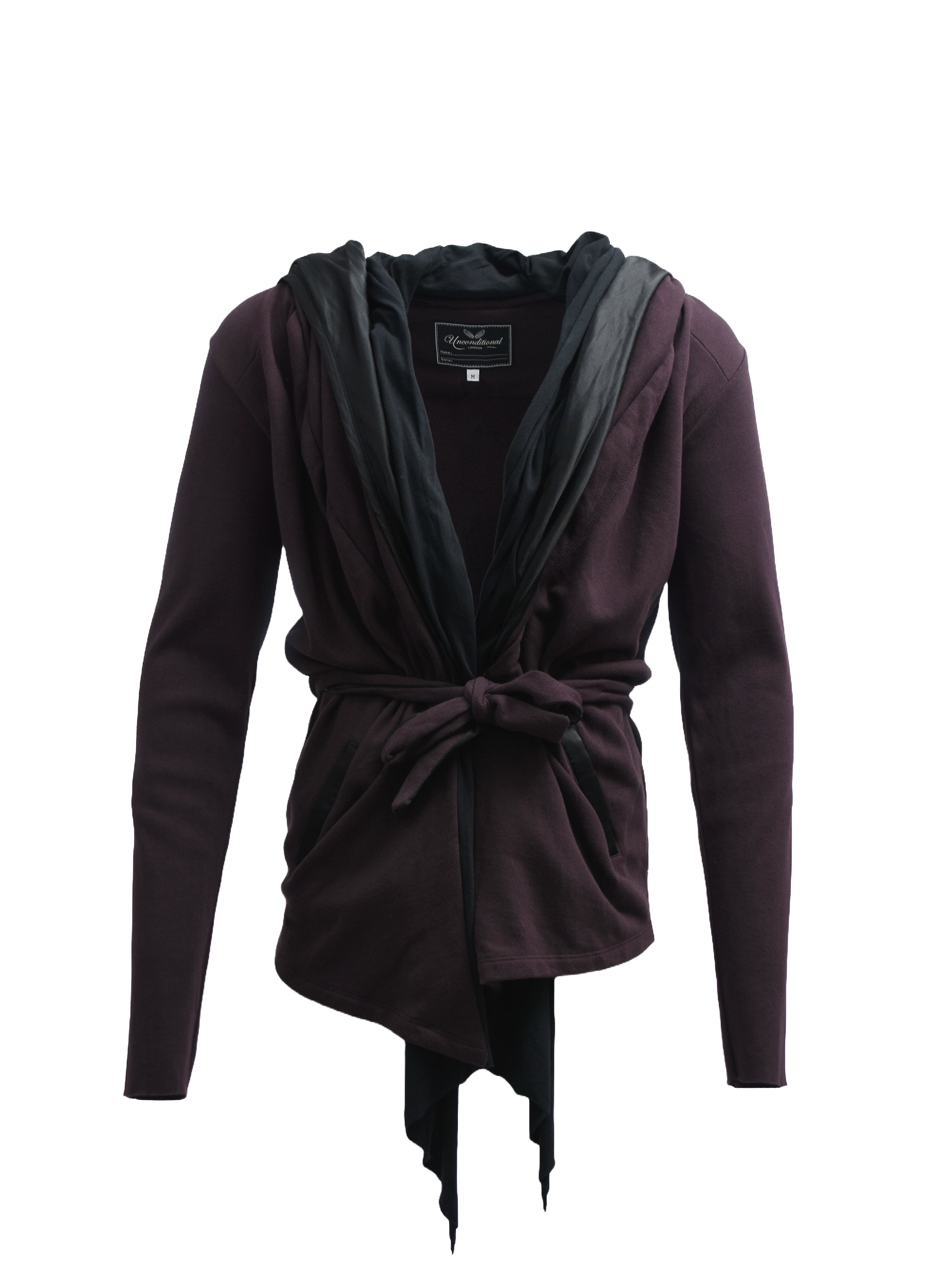 GRAPE HOODED SWEAT JACKET WITH ATTACHED BELT