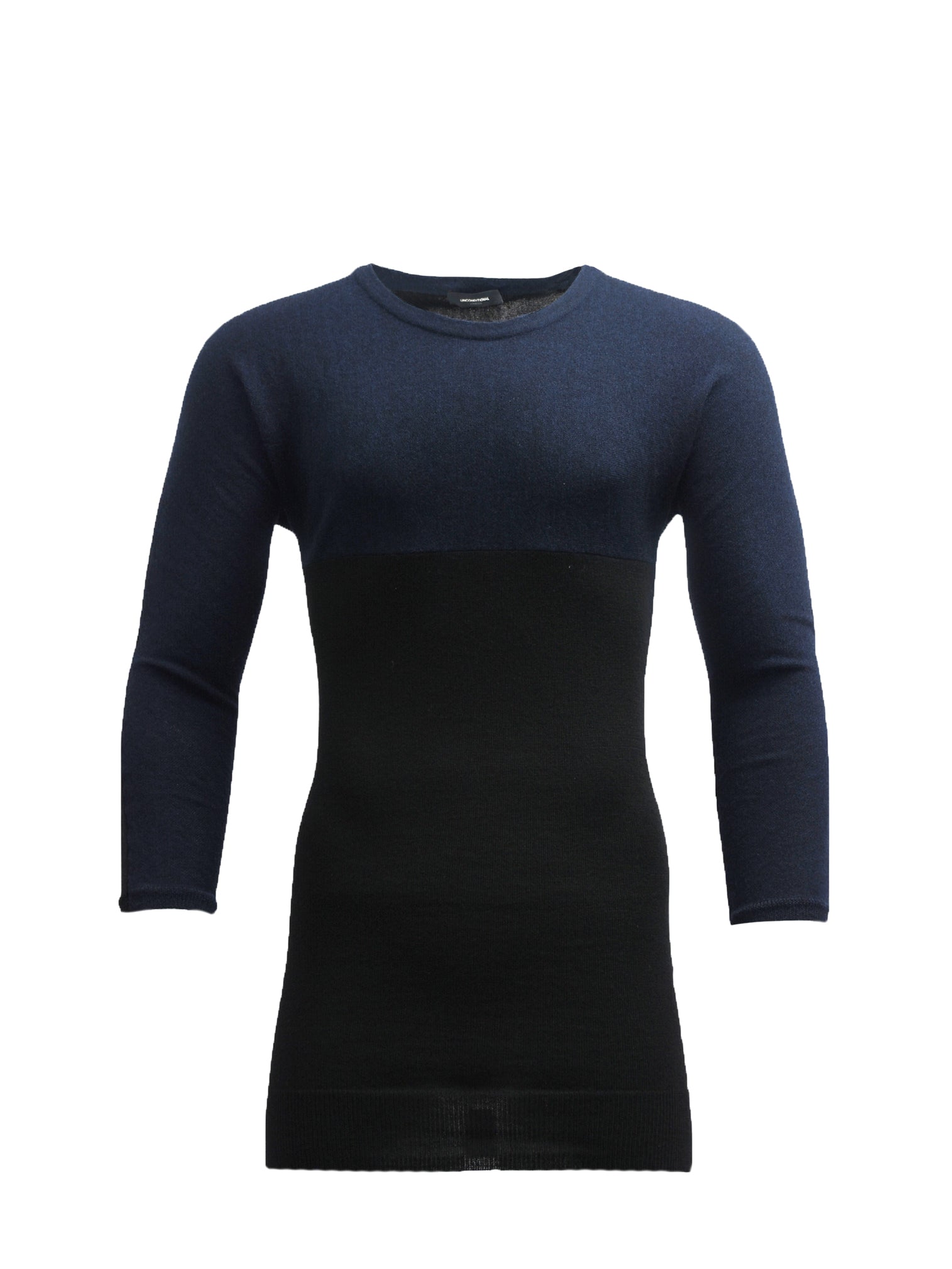 BLACK AND NAVY  LONGLINE KNITTED JUMPER