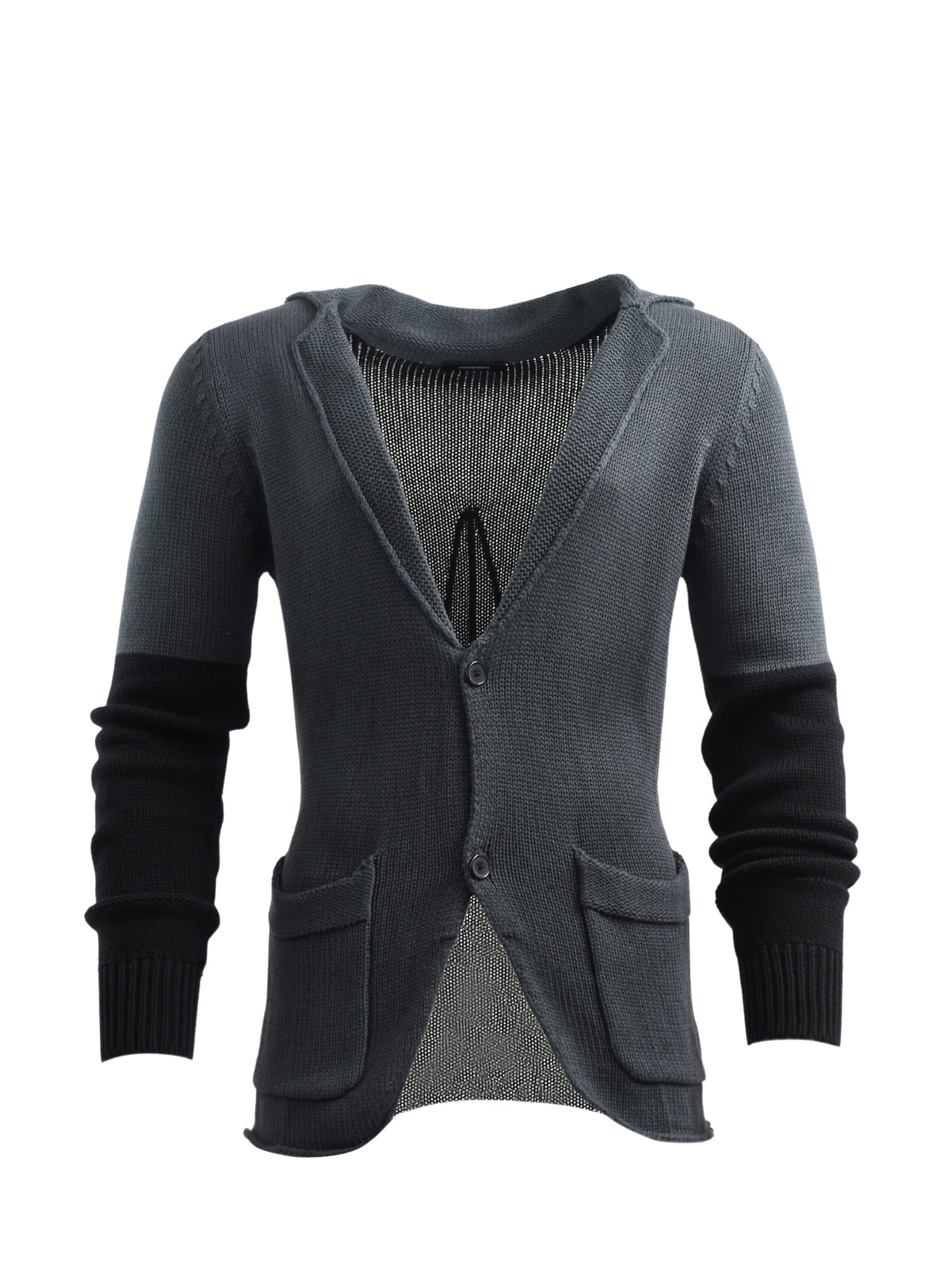TWO-TONE CARDIGAN WITH FRONT POCKETS