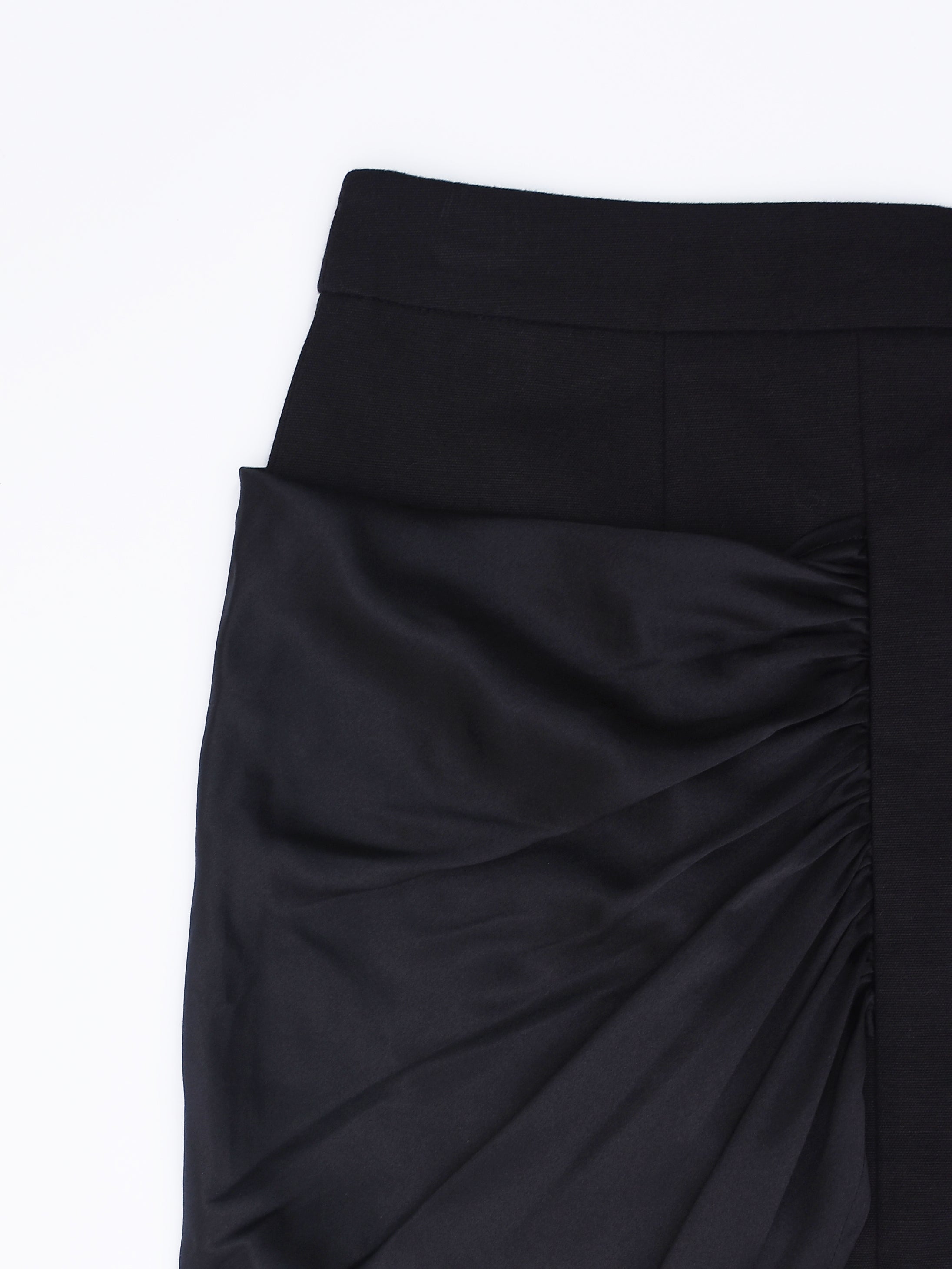 BLACK PENCIL SKIRT WITH SILK DETAILING