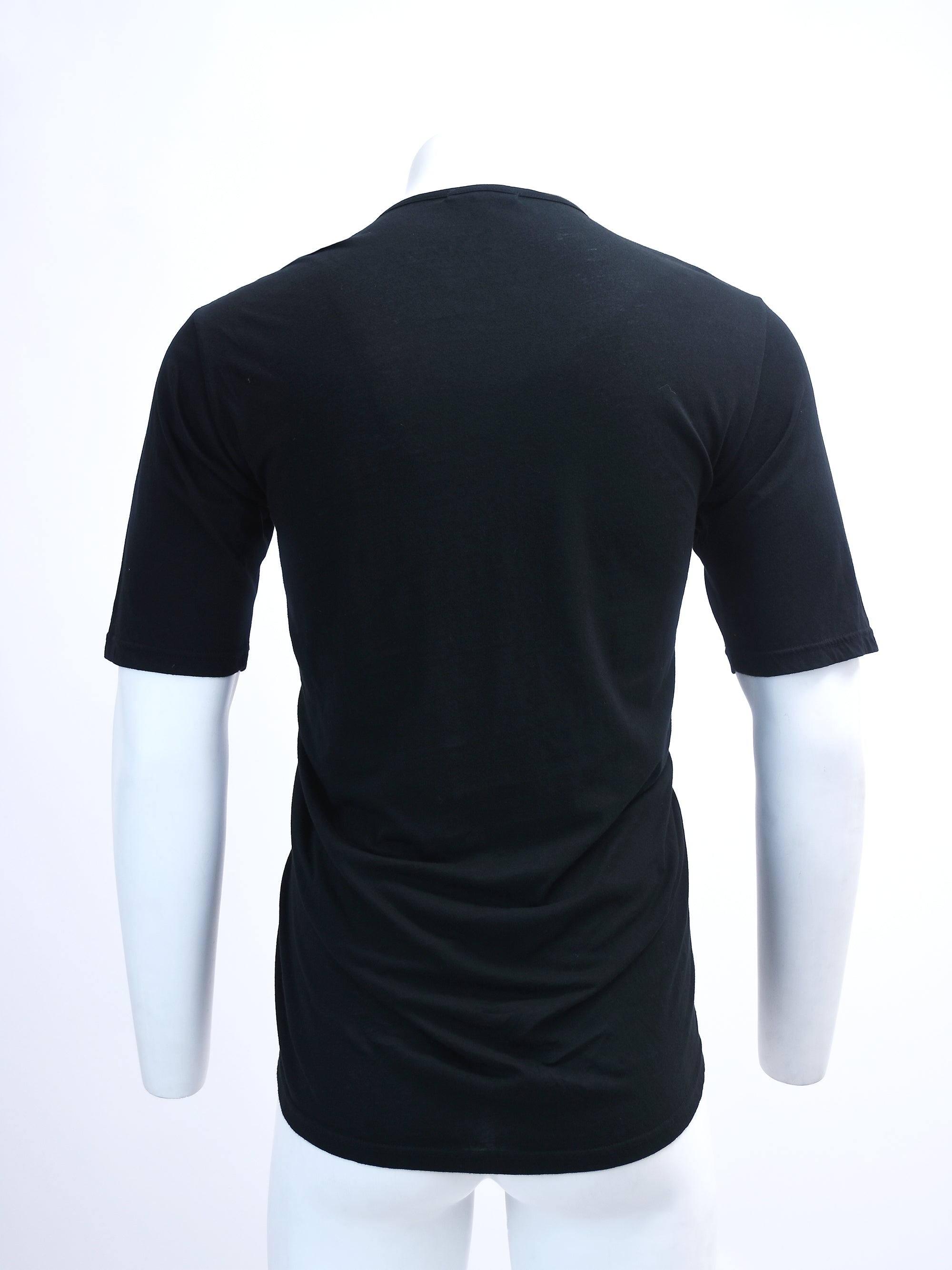BLACK T-SHIRT WITH FAUX LEATHER LAYER