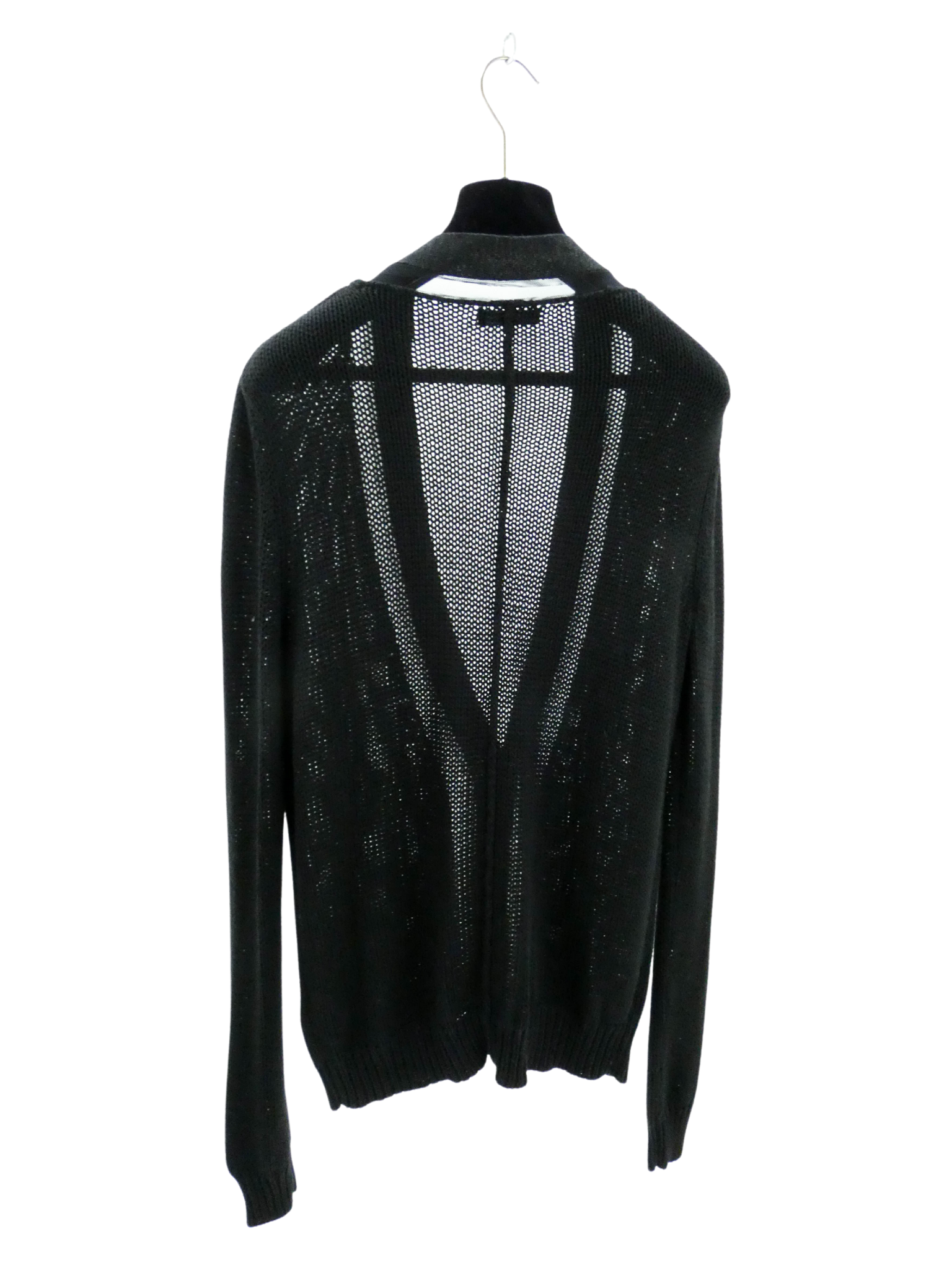 BLACK CHUNKY KNIT CARDIGAN WITH GLITTER AND MESH DETAIL