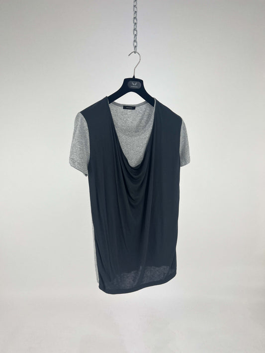 GREY OVERSIZED T-SHIRT WITH CHARCOAL SASH DETAIL